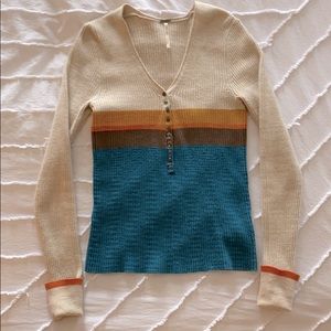 Free People striped henley knit sweater